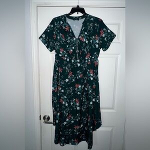 Bloomchic Floral Print Dark Green Dress